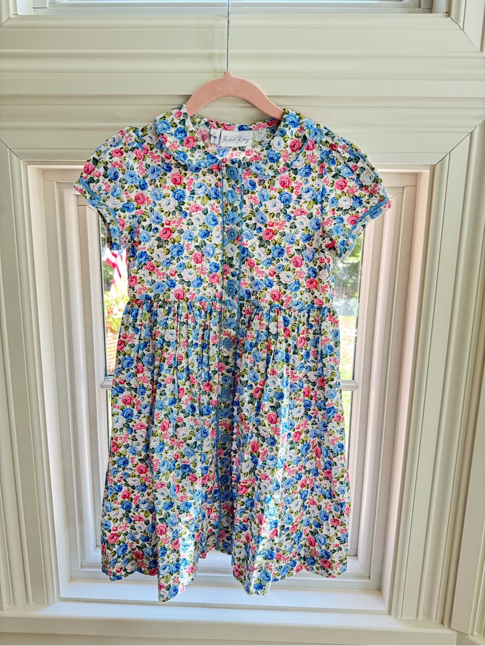 Astral Blue Roses Button Front Dress